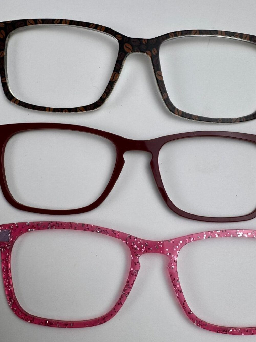pair eyewear the kirby magnetic toppers lot of 3 coffee maroon pink glitter